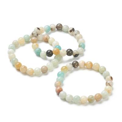 Natural Amazonite Beaded Stretch Bracelets