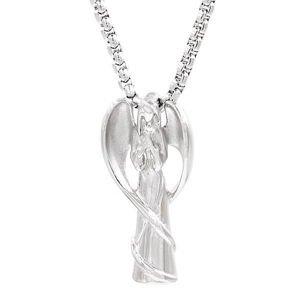 Non-Tarnish Stainless Steel Angel Pendant Necklaces for Women