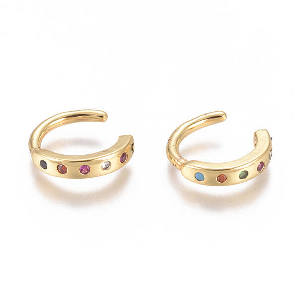 Golden Plated Brass Micro Pave Cubic Zirconia Cuff Earrings