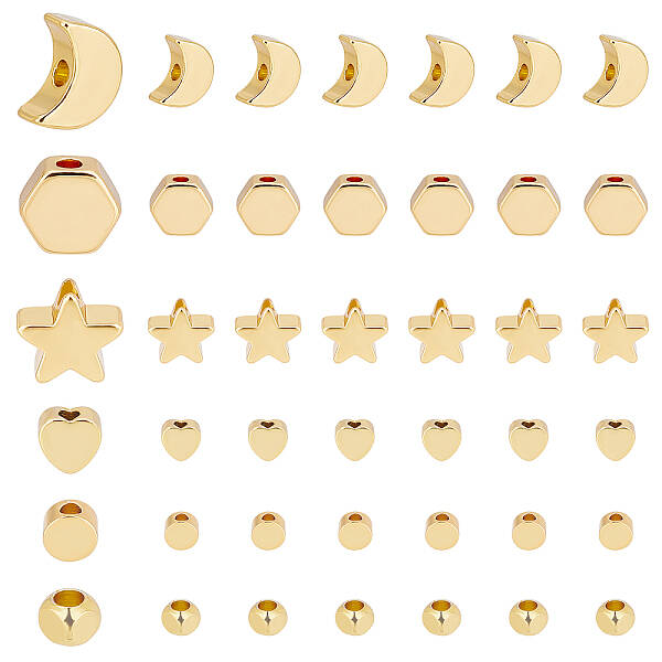 120Pcs 6 Style Brass Beads