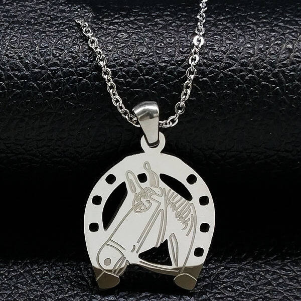 304 Stainless Steel Horse Pendant Necklaces