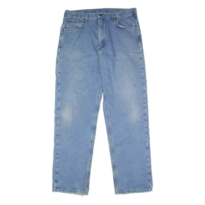 CARHARTT Fleece Lined Workwear Mens Jeans Blue Straight Stone Wash W36 L34