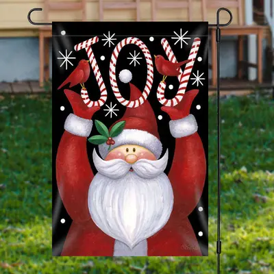 Santa Claus Joy Candy Cane Christmas Garden Flag - Aperturee