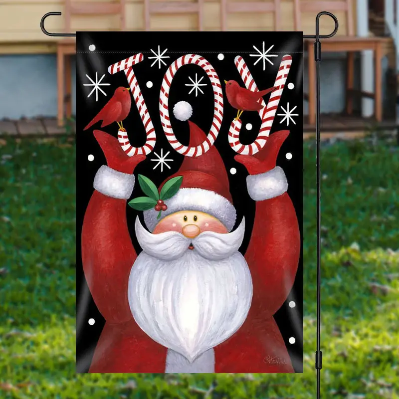 Santa Claus Joy Candy Cane Christmas Garden Flag - Aperturee