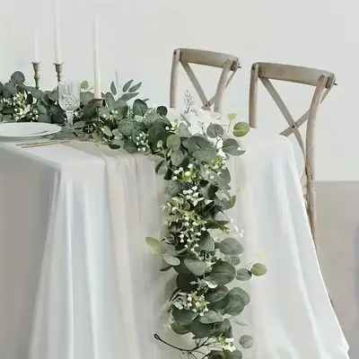 Artificial Eucalyptus Garland, Decorative Greenery for Wedding, Shower, Fireplace & Mantel Decor, Home Decor Supplies