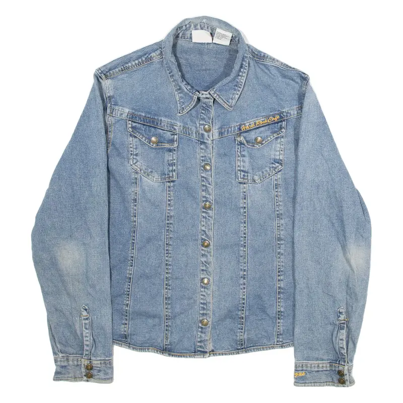 HARD ROCK CAFE Womens Denim Shirt Blue Long Sleeve L