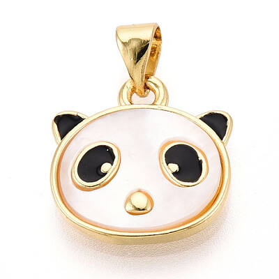 Brass Pave Natural Shell Panda Pendants