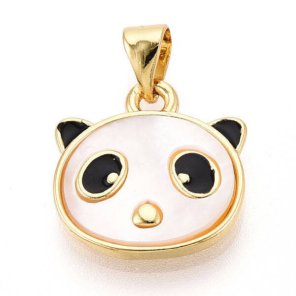 Brass Pave Natural Shell Panda Pendants