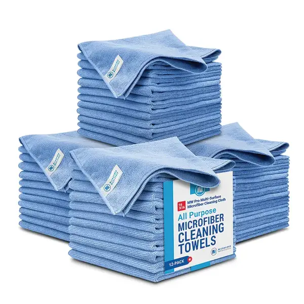 48 Pack 16x16 MW Pro Microfiber Cleaning Towels | Highly Absorbent, Lint-Free, Multi-Purpose | Safe for Electronics, Kitc...