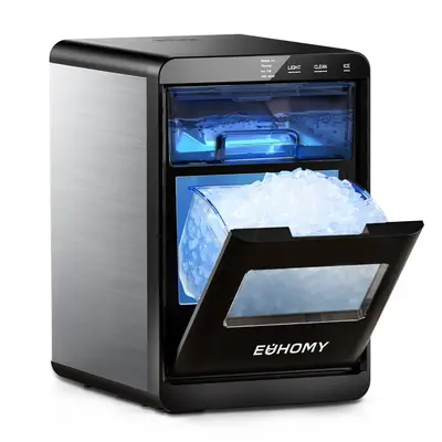 EUHOMY LSE:Nugget Ice Maker Countertop, 44Lbs/24H Pebble Ice Maker Machine, Self-Cleaning Pellet Ice Machine with Ice Scoop...
