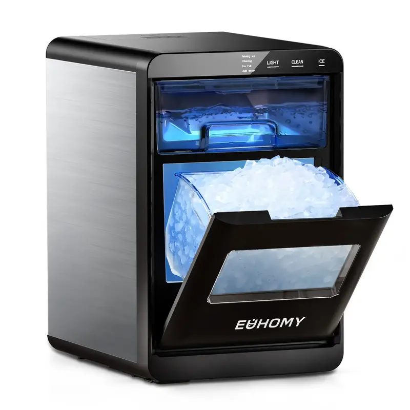 EUHOMY LSE：Nugget Ice Maker Countertop, 44Lbs/24H Pebble Ice Maker Machine, Self-Cleaning Pellet Ice Machine with Ice Scoop...