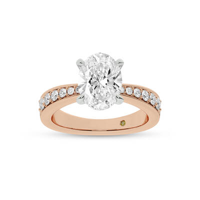 Rome Classic Pavé Set Oval Lab Grown Diamond Engagement Ring | 18K Rose Gold 1 3/4 CT. TW.