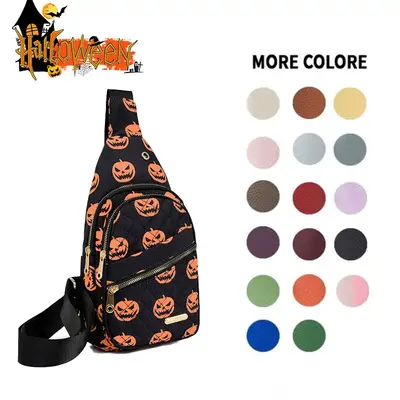 Halloween Women's Chest Bag, Large Capacity Crossbody Bag, Lightweight Foldable Quilted Casual Portable Trendy Versatile Shou...