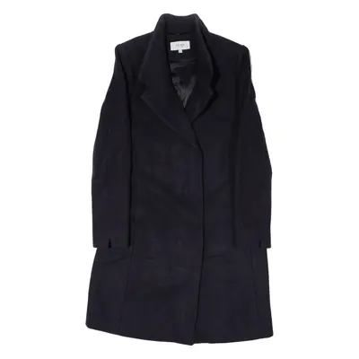 REISS Overcoat Knit Coat Blue Wool Womens UK 6