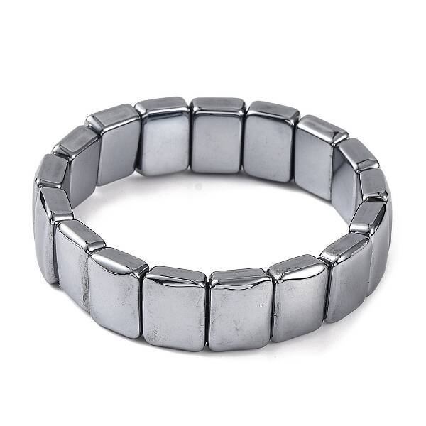 Rectangle Terahertz Stone Beaded Stretch Bracelets for Women Men