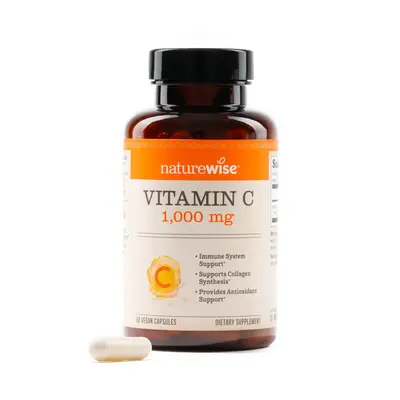 NatureWise Vitamin C 1000mg Capsules - Extra Strength Vegan Vitamin C for Daily Antioxidant & Immune Support - Non-GMO, USA M...