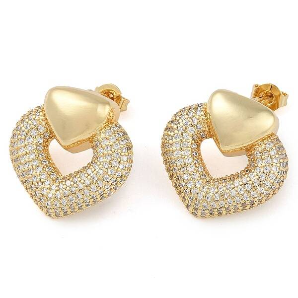 Heart Clear Cubic Zirconia Stud Earrings