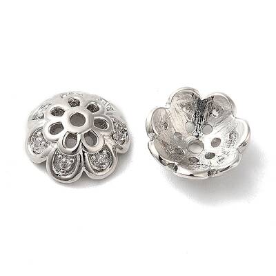 Brass Micro Pave Cubic Zirconia Bead Cap