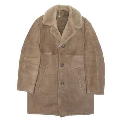 Womens Overcoat Coat Brown Leather S