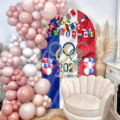 France Flag Paris 2024 Olympic Rings Arch Backdrop