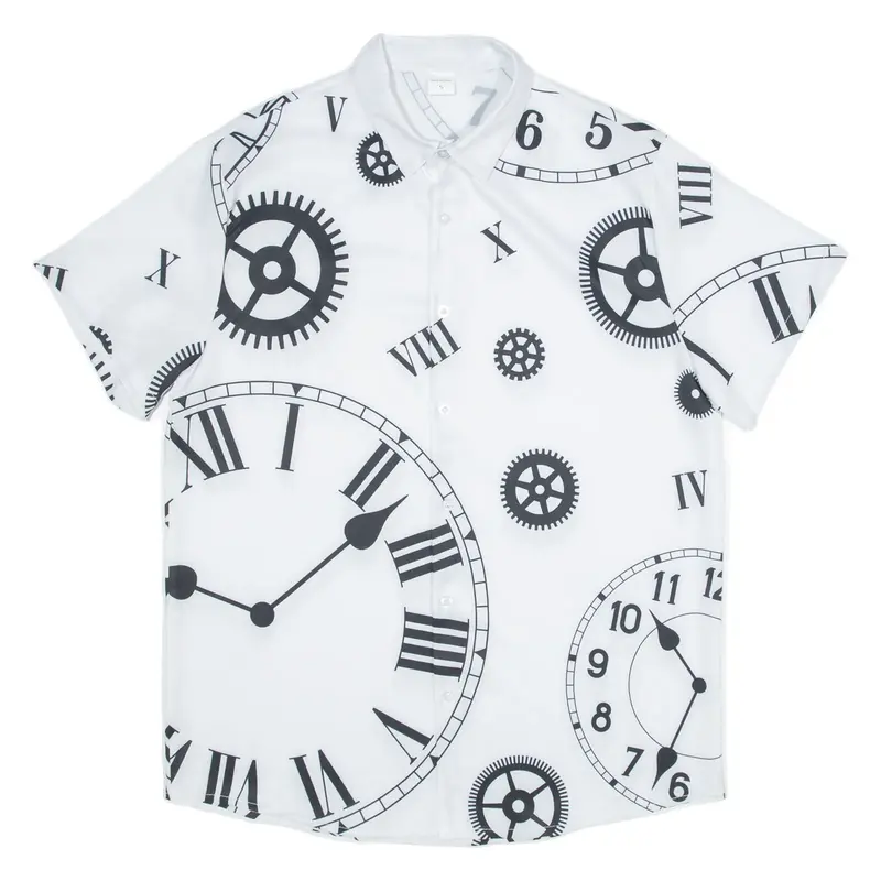 Mens Shirt White Crazy Pattern S