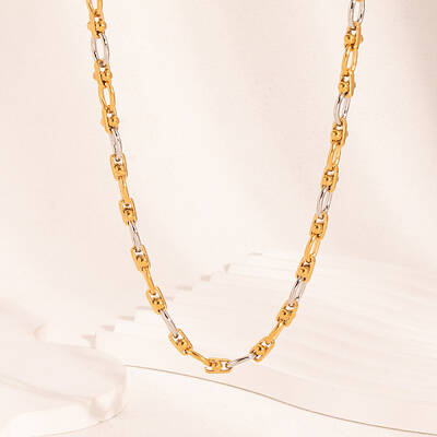 Two Tone 304 Stainless Steel Oval Link Chain Necklaces for Women