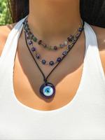 Vintage Evil Eye Design Pendant Necklace, Boho Style Mexican Necklaces, Jewelry for Women for Gift, Fashion Matching Accessor...