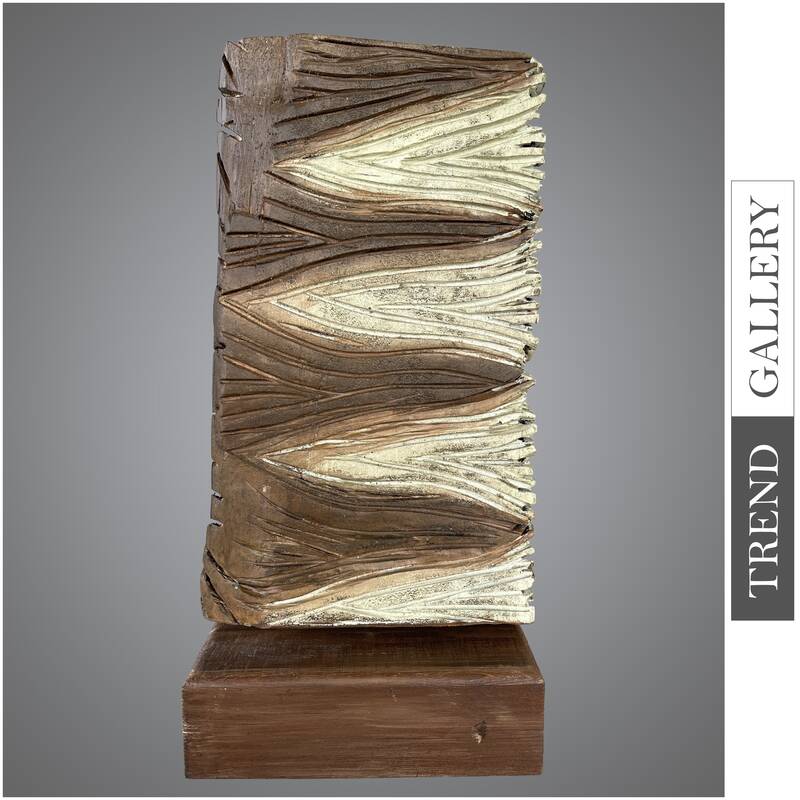 Creative Vertical Wood Table Figurine Brown and Yellow Original Table Figurine for Room Decor | CLUSTER 15.8"x7.5"