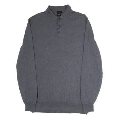 BOSS Bono Mens Jumper Grey Collared Tight Knit Wool 2XL
