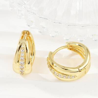 Brass Micro Pave Cubic Zirconia Hoop Earring for Women