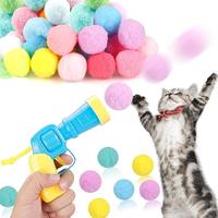 Cat Ball Toy Launcher Gun 31Pcs Plush Fuzzy Balls Cat Toys with 1 Gun for Bored Indoor Adult Cats & Cute Kitten Kitty Toys