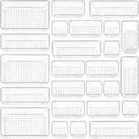 25 PCS Clear Plastic Drawer Organizers Set, 4-Size Versatile Bathroom and Vanity Drawer Organizer Trays, Storage Bins for Mak...