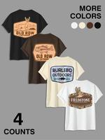Men's Letter & Graphic Print Round Neck Tee, Regular Fit Casual Short Sleeve T-shirt, Men's Summer Top for Daily Wear, Tropic...