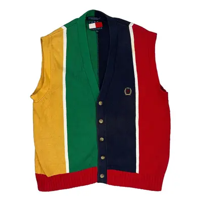 Colorful Design Tommy Hilfiger Striped Sweater Vest - Medium Multicoloured Cotton