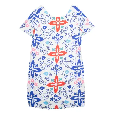 BODEN Womens Shift Dress White Linen Floral Short Sleeve Knee Length UK 18