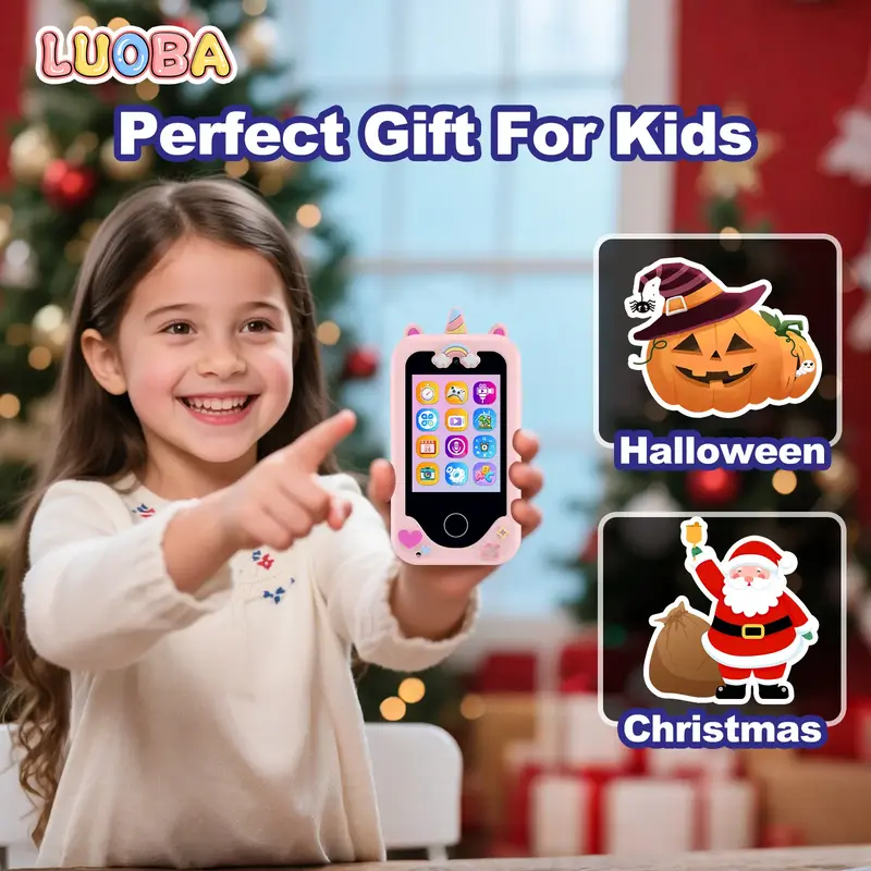 Toy Smart Phone for Kids, Smart Phone Toys with Dual Camera, Phone Toys with Learning Games, Travel Toys with MP3 Music Playe...