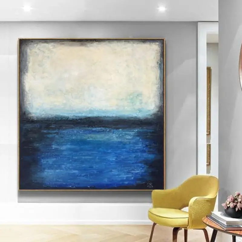 Extra Large Original Ocean Wall Art Blue Sea Abstract Painting On Canvas Acrylic Painting On Canvas | SEA HORIZON