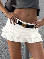 Women's Solid Color Pleated Skirt (without Belt), Fashionable Skirt for Daily Wear, Ladies Bottoms for All Seasons, Summer Bo...