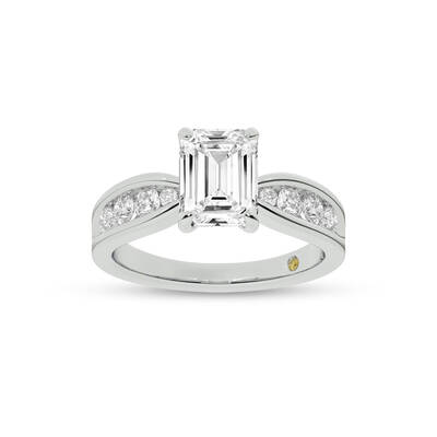 Verve Channel Set Bow Tied Shaped Emerald Cut Lab Diamond Engagement Ring | 18K White Gold 3 1/10 CT. TW.