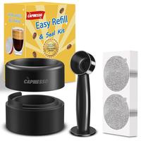 CAPMESSO Reusable Vertuo Pod Refill Kit, 2024 Newest Design for Faster Seal Reusable Nespresso Vertuo Pods with Fill & Press ...