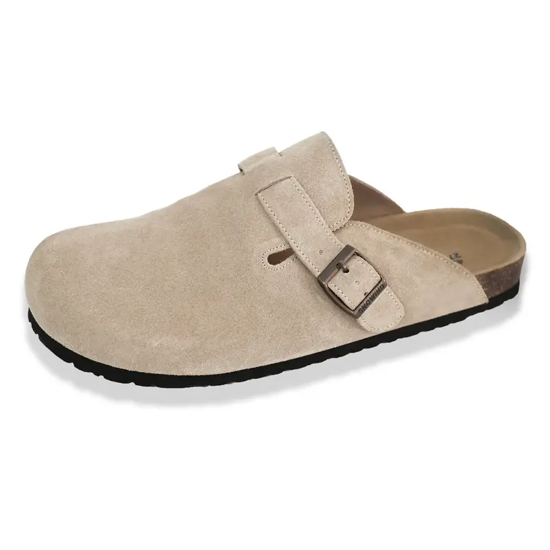 SNOWIND Women Men Round Toe Cork Footbed Clogs Fashion Suede Shoes Slide Outdoor Slippers with Strap Adjustable Flat Buckle C...