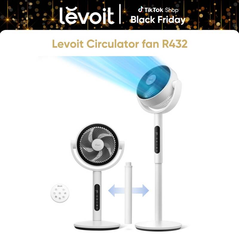 LEVOIT Corebreeze R432 circulator Fan for Home Standing Oscillating with Whole Room Airflow Remote 82ft Range 20dB Quiet
