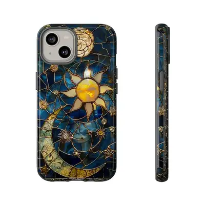 Celestial Stained Glass Moon And Stars Phone Case, For iPhone 16 15 14 13 12 11 XS XR X Pro MAX 8 Plus Accessories Durable Pr...