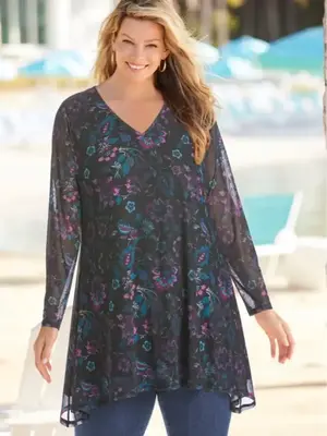 High-Low Miracle Mesh Tunic
