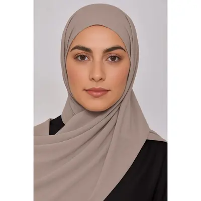 Crinkle Chiffon Hijab - Dark Taupe