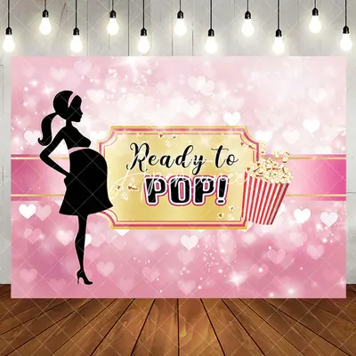 Pink Heart Bokeh Ready To Pop Gender Reveal Backdrop