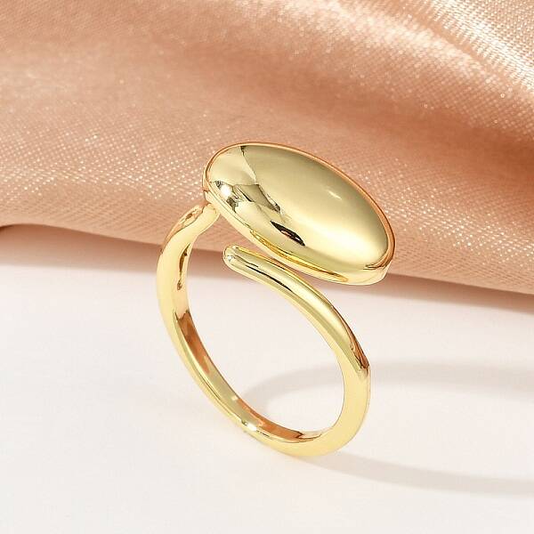 Oval Brass Open Cuff Rings for Women