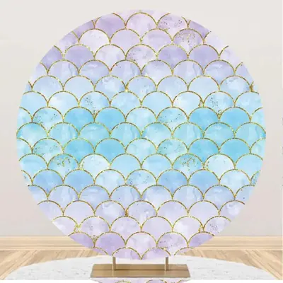Blue Purple Gradient Mermaid Scale Circle Backdrop - Aperturee
