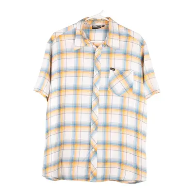 Lee Checked Short Sleeve Shirt - Large Beige Cotton