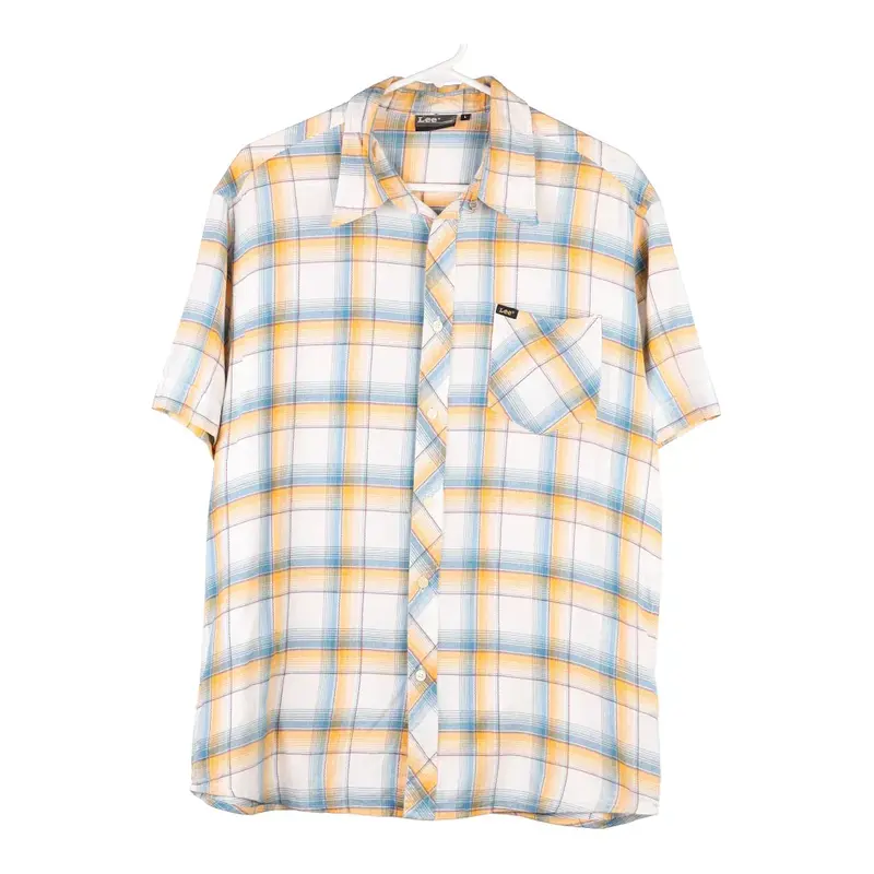 Lee Checked Short Sleeve Shirt - Large Beige Cotton